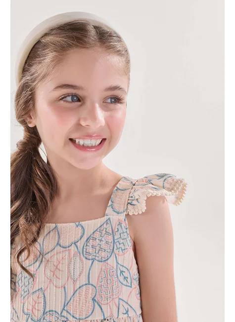 Vestido Infantil Midi Azul com Brilho e Abertura nas Costas - Imagem 2