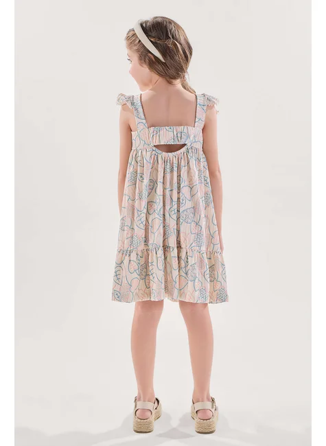 Vestido Infantil Midi Azul com Brilho e Abertura nas Costas - Imagem 3