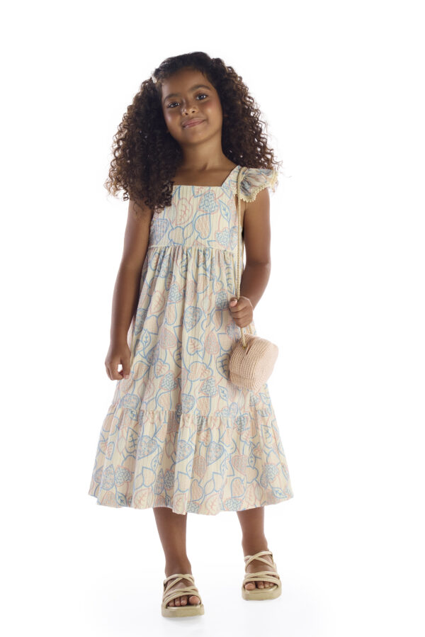 3100185 Vestido Infantil Midi Azul com Brilho e Abertura nas Costas